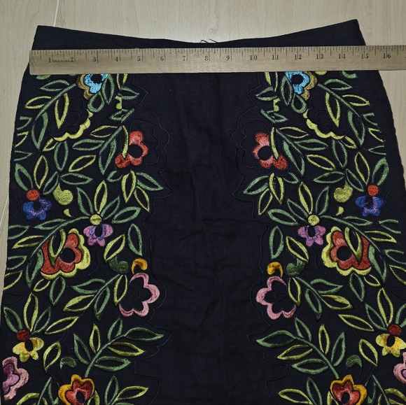 Moulinette Soeurs Navy Skirt with Colorful Floral Embroidery - Picture 4 of 6